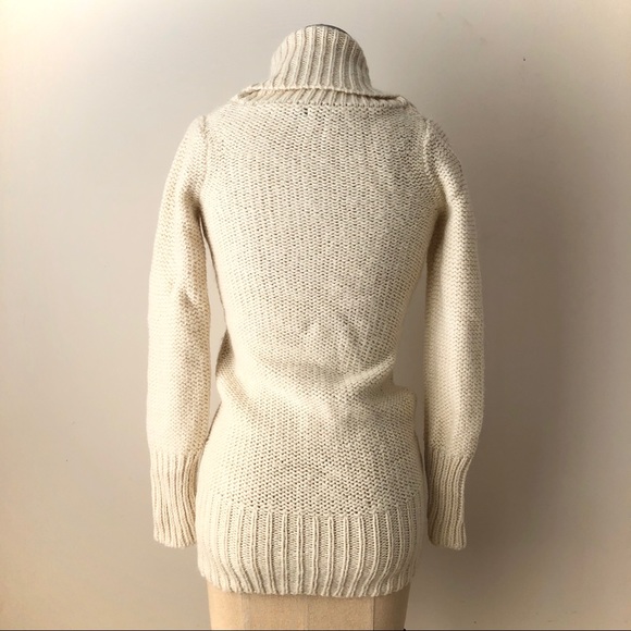 Wilfred Aritzia Women's Cream Chunky Wool Blend Shawl Collar Sweater XS - Picture 3 of 11